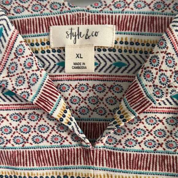 Style & Co Boho V-neck Sleeveless Dress, Size XL, lined with ruffles - Picture 3 of 9